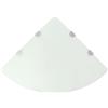 vidaXL Ripiano Angolare con Supporti Cromati in Vetro Bianco 45x45 cm Scaffale
