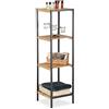 Relaxdays Scaffale a Colonna in Bambù e Metallo, HLP: 104x30x30 cm Mobile Aperto per Bagno e Cucina, Quadrato, Marrone