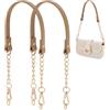 PH PandaHall 2pz Manici per Borse in Pelle con Catena Oro 58.5cm | Manici per Borsa Catena Oro e Pelle Marrone, Tracolla di Ricambio per Borse a Spalla Borsetta Pochette Fai Da Te