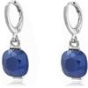 Malu Maiese Orecchini a cerchio dorati con cristalli di alta qualità, placcati in oro 18 k, regalo da donna e Ottone, colore: blu