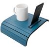 Generico Mini tavolino laterale da bracciolo divano in legno con stand telefono e ebook reader personalizzabile verde petrolio Piccolo vassoio colorato lato poltrona per salotto moderno Tavolini soggiorno