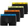 Umbro Mutande Boxer Uomo Cotone, Set da 4, Nero X4A (XL)