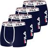 Fila Mutande Boxer Uomo Cotone, Set da 4, Blu NV (S)