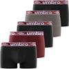 Umbro Mutande Boxer Uomo 100% Cotone, Set da 5, Nero CLA4 (L)