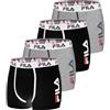 FILA Boxer Uomo Cotone, ultra morbido, antiscivolo, set di 4, Nero, Grigio, Taglie L