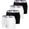 FILA Boxer Uomo Cotone, anti-irritazione, traspirante, set di 4, Bianco, Nero, Taglie XL