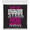 Ernie Ball, Super Slinky Stainless Steel Wound, Corde per chitarra elettrica, diametro 9-42