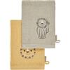 Sterntaler Confezione doppia leone leone - guanto da bagno in cotone assorbente con bellissimi bordi intrecciati - dolce ricamo - per neonati e bambini piccoli colorati
