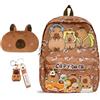 CYGMRFH Capybara Bambini Zaino Schoolbag Grande Capacità Kawaii Astuccio Scuola Capibara Trousse Pencil Case Portapenne Animali Portachiavi 4 Penne Cancellabili Capybara Regalo Set (-D-1)