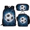 THKVSV Zaino per la scuola media, per ragazzi, alla moda, borsa per il pranzo, borsa per matite, borsa per libri, stampa basket, Calcio 3, taglia unica, Zaino daypack