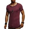 Leif Nelson - Maglietta estiva da uomo, scollo a girocollo, Slim Fit, in cotone, maglietta da uomo, girocollo, felpa con cappuccio a maniche corte LN8209 bordeaux S