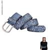 Wenrou Cintura Borchiata da Donna 110 cm a Stella, Cintura in Pelle Punk Vintage Larga 3,8 cm, Cintura con borchie di diversi colori, accorciabile, unisex,per Jeans, Pantaloni e Pantaloncini