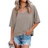 Cicy Bell Maglietta Oversize da Donna con Scollo a V, a Maniche Corte, Tops a Vestibilità Sciancrata, Blusa Basica, T-Shirts., cachi, L