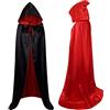 GraduatePro Mantello con cappuccio mantello per Halloween Cosplay strega strega mago costume da donna in velluto nero e rosso