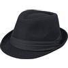 UTOWO Cappello da Uomo Classico in Tartan Manhattan Strutturato Gangster Trilby Fedora Stile Cubano Derby Cappello Jazz cap, Nero - Fascia per Cappello a Tre Pieghe, L