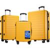 Shavont Set 3 Valigie Rigide in ABS, Trolley 55/66/76 cm, Giallo/Nero