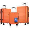 Shavont Set 3 Valigie Rigide in ABS, Valigia Bagaglio a Mano 55x40x20, Valigia Media, Valigia Grande, Trolley con 4 Ruote Doppie 360° Silenziose (3 Pezzi, Arancione)