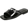 SCBFDI Pantofole Donna Sandali con Fibbia Decorativa in Metallo Tomaia Materiale Suola Piatta Design Casual per Uso Quotidiano Infradito Bambina Nero 41