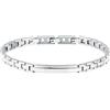 Trussardi Bracciale Uomo in Acciaio, Collezione T-STEEL, Targhetta Nera - TJAXV22