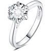 JewelryPalace 2ct Classico Anello Solitario Donna Argento 925 con Cubica Zirconia, Diamante Simulato Anelli con Pietra Rotonda, Semplice Fedine Fidanzamento in Argento Set Gioielli Donna 10.5