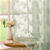 MYSKY HOME Tende in pizzo con fiori ricamati, tende con nastro arricciato, trasparenti, set da 2 pezzi, moderne tende decorative per soggiorno e camera da letto, verde salvia, altezza 160 x larghezza