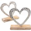 Logbuch-Verlag - 2 grandi cuori in metallo e legno, simbolo dell'amore, per San Valentino, festa della mamma, cuore in metallo da appoggiare, 16 cm