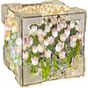 Tressify Luce notturna fai da te a forma di tulipano, fatta a mano, specchio infinito, lampada da tavolo Magic Cube con tulipani rosa, alimentazione USB, decorazione decorativa per la stanza, 10 cm