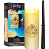 Harry Potter Candele LED con Bacchetta Telecomando, 5m Allineare e Hogwarts Disegno Dello Stemma, Bianco Candela a Batteria Lungo Senza Fiamma