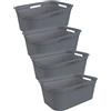 Rotho Brisen-Set di 4 cesti portabiancheria, 40 l, in plastica (PP), Senza BPA, Colore: Antracite, 59,6 x 39,6 x 23,2 cm