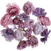 CLISPEED Teste di Fiori Artificiali Viola in 18 Pezzi per Decorazioni Fai da Te, Ghirlande, Matrimoni, Lauree e Feste in Casa Peonie e Rose Finte