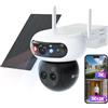EZVIZ CB90f 3K Telecamera Wi-Fi Esterno Senza Fili con Pannello Solare 8W | 3K Triplo Obiettivo, Zoom Ibrido 12x, Rilevamento IA Persone/Veicoli, Modalità AOV, Visione Notturna, Difesa Attiva, 10400mAh