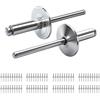 PDKKFF 80 Pezzi Rivetti Ciechi in Alluminio con Flangia Grande Argento 4.8x25mm Rivetto Cieco in Alluminio-per Lavorazione Del Legno, Lamiera, Industriale