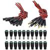 YIXISI 20 Paia12V Maschio Femmina Connettori, Barrel Power Jack Adattatore, DC Power Pigtail Cable, DC Pigtail Power Connector, per telecamera, CCTV, DVR, sistema LED