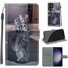 KENHONER Custodia per Samsung Galaxy S24 Ultra, gatto e tigre | Portafoglio Pelle PU, Magnetica, Resistente Agli Urti, Scomparto Carte Credito, Pieghevole, Flip Libro, Motivo