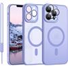 YUANDMI Cover Magnetica per iPhone 13 Pro Max Compatibile con MagSafe, Custodia per iPhone 13 Pro Max Traslucida Opaca Case Ultra-Sottile Silicone Anti-Scivolo Resistente ai Graffi, Viola