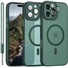 YUANDMI Cover Magnetica per iPhone 16 Pro Cover con MagSafe, Custodia Per iPhone 16 Pro Traslucida Opaca Case Ultra-Sottile Silicone Anti-Scivolo Resistente ai Graffi, Verde Scuro