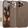 YUANDMI Magnetica Cover per iPhone 15 Pro Compatibile con MagSafe, Custodia Per iPhone 15 Pro Traslucida Opaca Case Ultra-Sottile Silicone Anti-Scivolo Resistente ai Graffi, Marrone Scuro