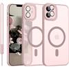 YUANDMI Cover Magnetica per iPhone 12 Compatibile con MagSafe, Custodia Per iPhone 12 Traslucida Opaca Case Ultra-Sottile Silicone Anti-Scivolo Resistente ai Graffi, Rosa