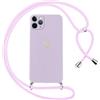 Oelrstfe Cover per iPhone 11 Pro con Cordino,Custodia Silicone Morbido Sottile con Motivo Cuore e Collana Laccio Tracolla,Antiurto Antigraffio Corda Collo Regolabile Protettiva Case,Viola