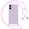 Oelrstfe Cover per iPhone 11 con Cordino,Custodia Silicone Morbido Sottile con Motivo Cuore e Collana Laccio Tracolla,Antiurto Antigraffio Corda Collo Regolabile Protettiva Case,Viola