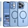 YUANDMI Cover Magnetica per iPhone 13 Pro Compatibile con MagSafe, Custodia per iPhone 13 Pro Traslucida Opaca Case Ultra-Sottile Silicone Anti-Scivolo Resistente ai Graffi, Blu