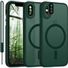 YUANDMI Cover Magnetica per iPhone XS Compatibile con MagSafe, Custodia per iPhone X/XS Traslucida Opaca Case Ultra-Sottile Silicone Anti-Scivolo Resistente ai Graffi, Verde Scuro