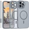 YUANDMI Cover Magnetica per iPhone 16 Pro Cover con MagSafe, Custodia Per iPhone 16 Pro Traslucida Opaca Case Ultra-Sottile Silicone Anti-Scivolo Resistente ai Graffi, Grigio Titanio