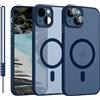 YUANDMI Cover Magnetica per iPhone 14 Plus Compatibile con MagSafe, Custodia Per iPhone 14 Plus Traslucida Opaca Case Ultra-Sottile Silicone Anti-Scivolo Resistente ai Graffi, Blu Scuro