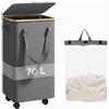 MAGIC SELECT Cesto per Biancheria Sporco con Ruote e Coperchio 70L, Grande Cesto per Bucato Pieghevole con Sacco Interno Rimovibile e Maniglie, Ideale per Bagno, Camera e Lavanderia