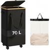MAGIC SELECT Cesto per Biancheria Sporco con Ruote e Coperchio 70L