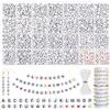 EUES Perline Lettere per Braccialetti 7 X 4 mm,Perline a Forma di Lettera A-Z, Rotonde in Acrilico per Friendship Bracelet Kit,Gioielli Fai da Te,Raccialetti (Bianco e Nero)