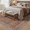 PureCozy Tappeto Soggiorno 160x230cm, Lavabile Vintage per Living Room, a Pelo Corto, Antiscivolo, Morbido, Stile Retro per Cucina, Camera da Letto, Sala da Pranzo, Rosso
