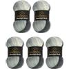 Wollbiene Moonlight Batik, 5 gomitoli di lana da 100 g, 500 g, per lavorare a maglia e all'uncinetto, 20% lana turca, colore sfumato (5000 nero, grigio bianco)