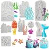 Sasibiyb 8 Pezzi Stampo in Silicone Tema Marino - Conchiglia, Coda di Sirena per la Decorazione e L'artigianato Della Torta